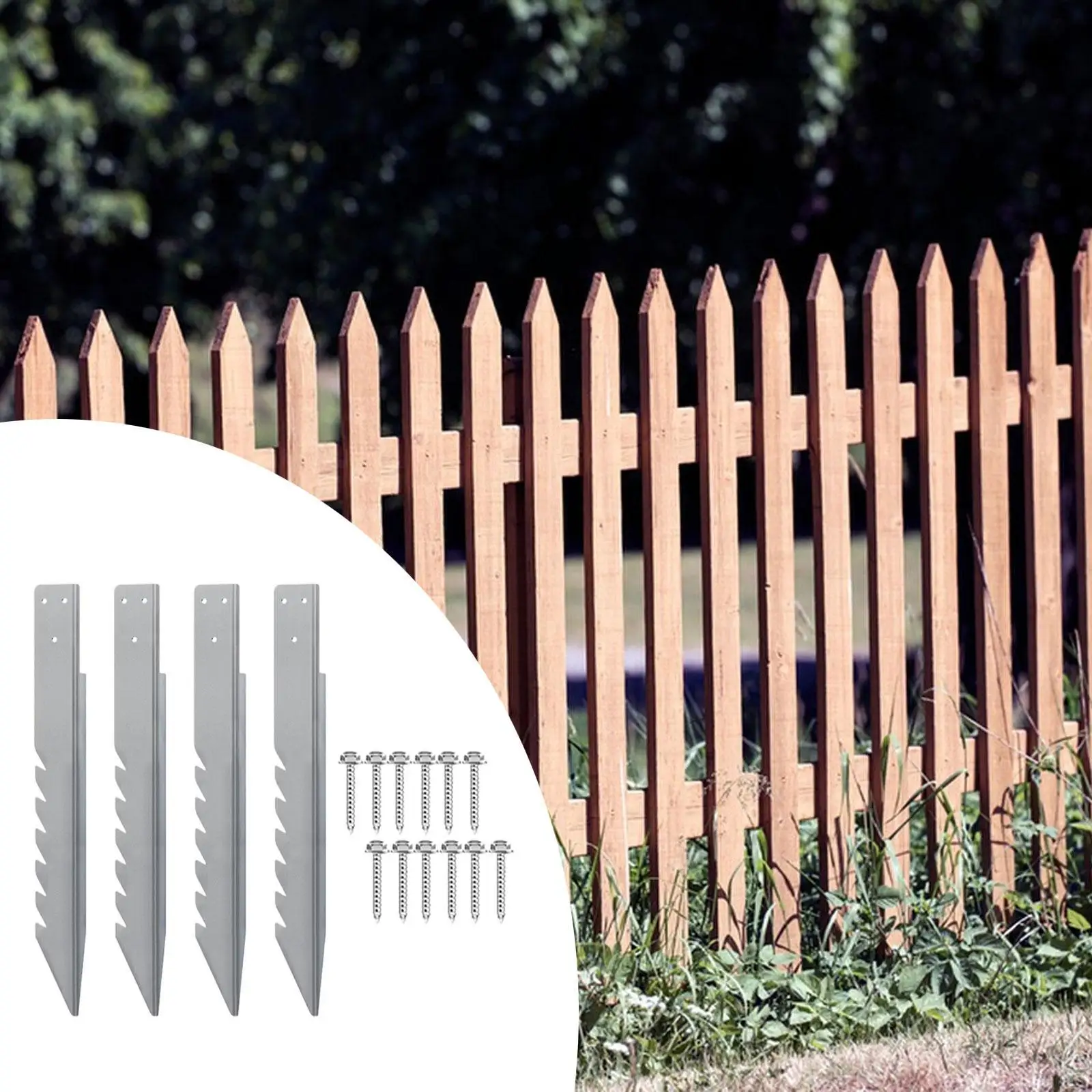 

4 Pieces Fence Post Anchor Spikes 16inch Long Multipurpose for Shed Support Easily Install Accessory Sturdy Metal Bracket