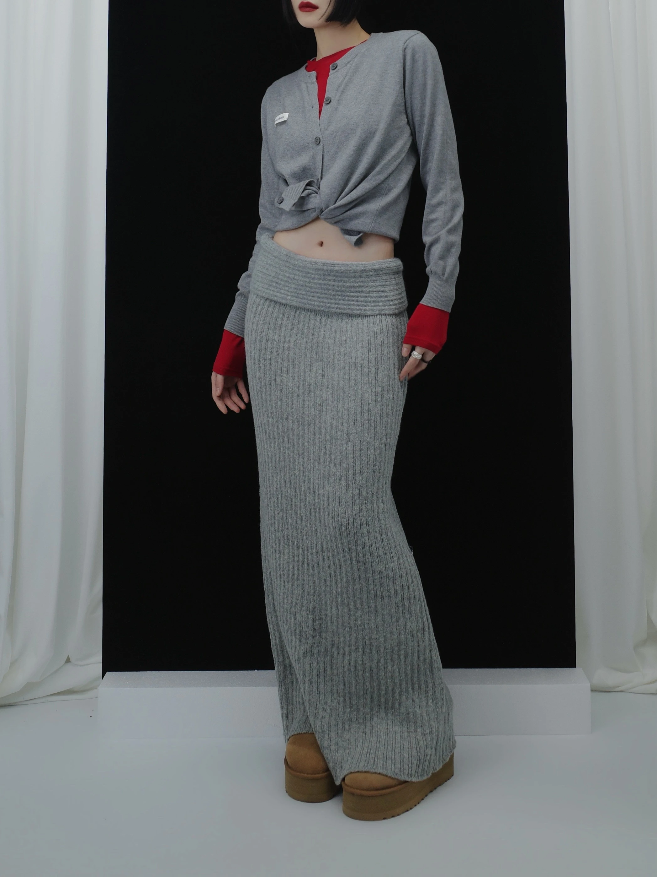 

Женская вязаная юбка-трансформер серии UIUI с завязками, прямого кроя, с низкой талией, для повседневной носки