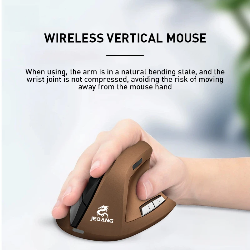 Rechargeable Wireless Vertical Ergonomic Mouse 3 Level Adjustable 1200‑2400 DPI 2.4G + Bluetooth Dual Mode Energy Saving Mice