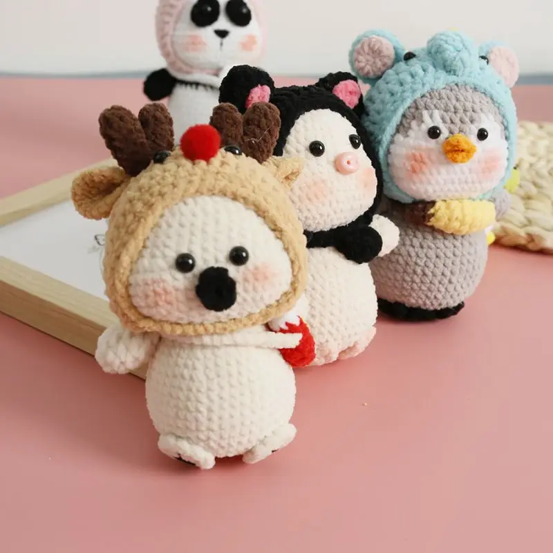 

Cute Cartoon Animal Crochet Doll Accessories Kawaii Handmaking Knitted Penguin Knitting Duck Doll Pendant Accessories For DIY