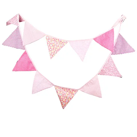 3.2m Pink Triangle Banner Decoration Photo Props Cotton Graduation Back To School Flags Kids Room Nursery Decor for Baby Shower