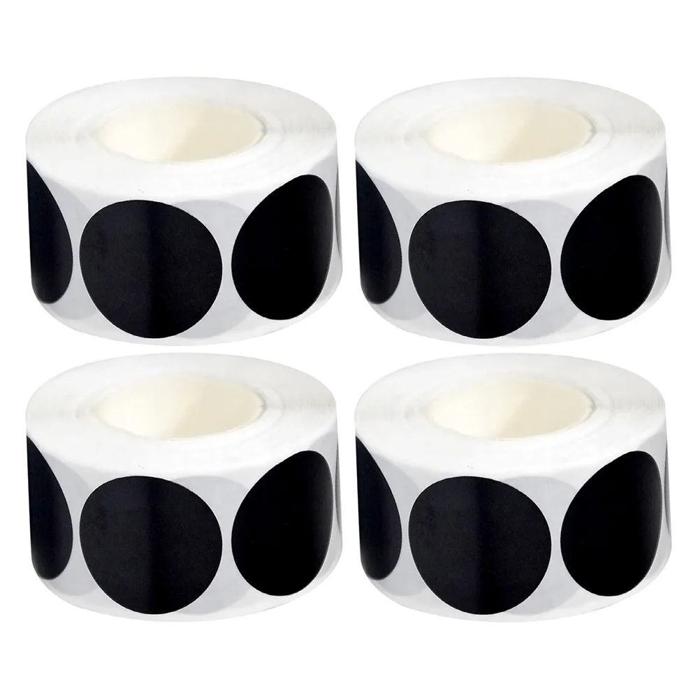 

4 Rolls Black Round Adhesive Stickers Waterproof Permanent Labels for Office School Warehouse Organization Chalkboard Sticker