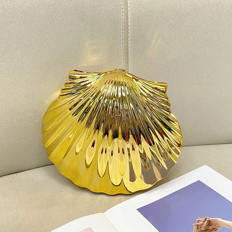 

Shell Clutch Bag Acrylic Purse Women Wedding Evening Party Cute Ivory Pearl Color Purse Handbag Summer New 2025 Gold Silver Chic