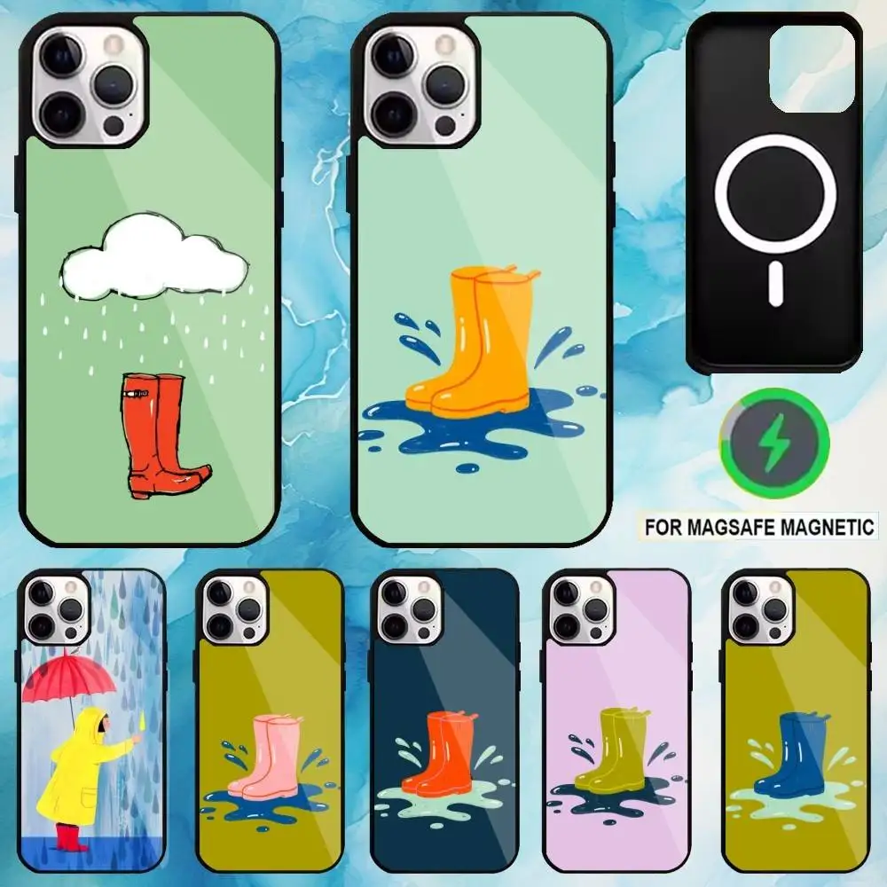 

Cartoon rain boots Phone Case For iPhone17,16,15,14,13,12,11 Plus,Pro Max Magnetic For Magsafe Wireless Charging
