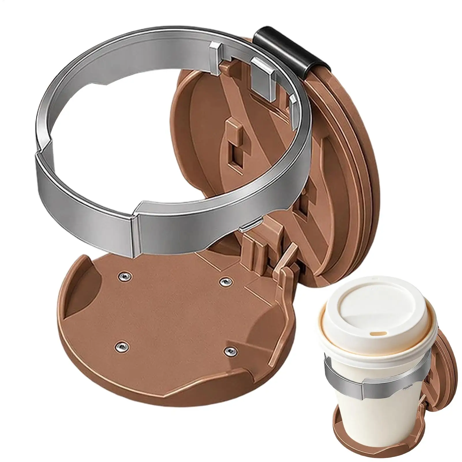 Foldable Car Cup Holder Anti-Sag Leather Water Bottle Storage Organizer Clip-On Bracket For Car Door Window Seat Headrest