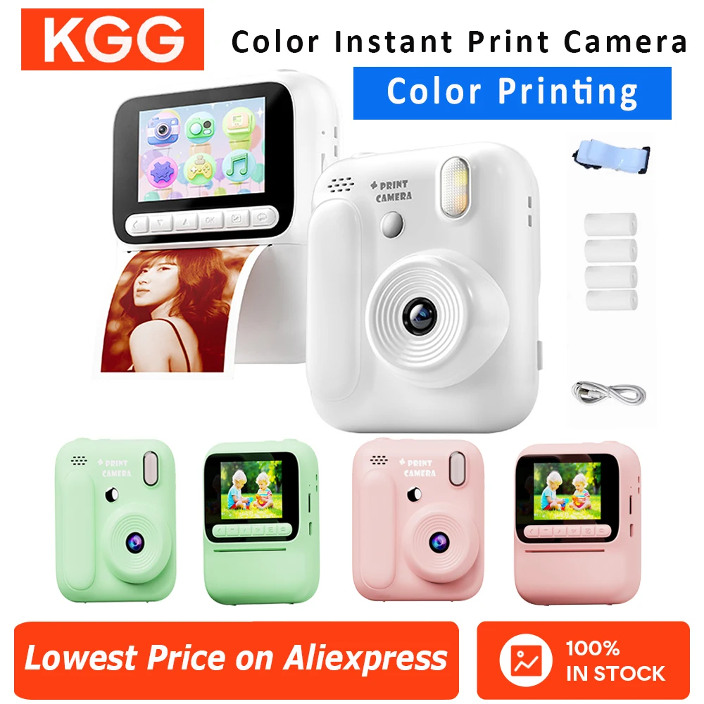 

Kids Instant Camera Color Printing Camera 32GB 1080P Thermal Print Digital Camera Print Photo Video Games Music Children Gift