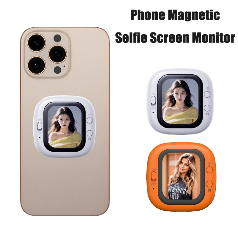 Phone Mini Selfie Monitor Screen Wired Magnetic Mount Vlog Smartphone Rear Camera Selfie For Vlog Shooting Video Recording