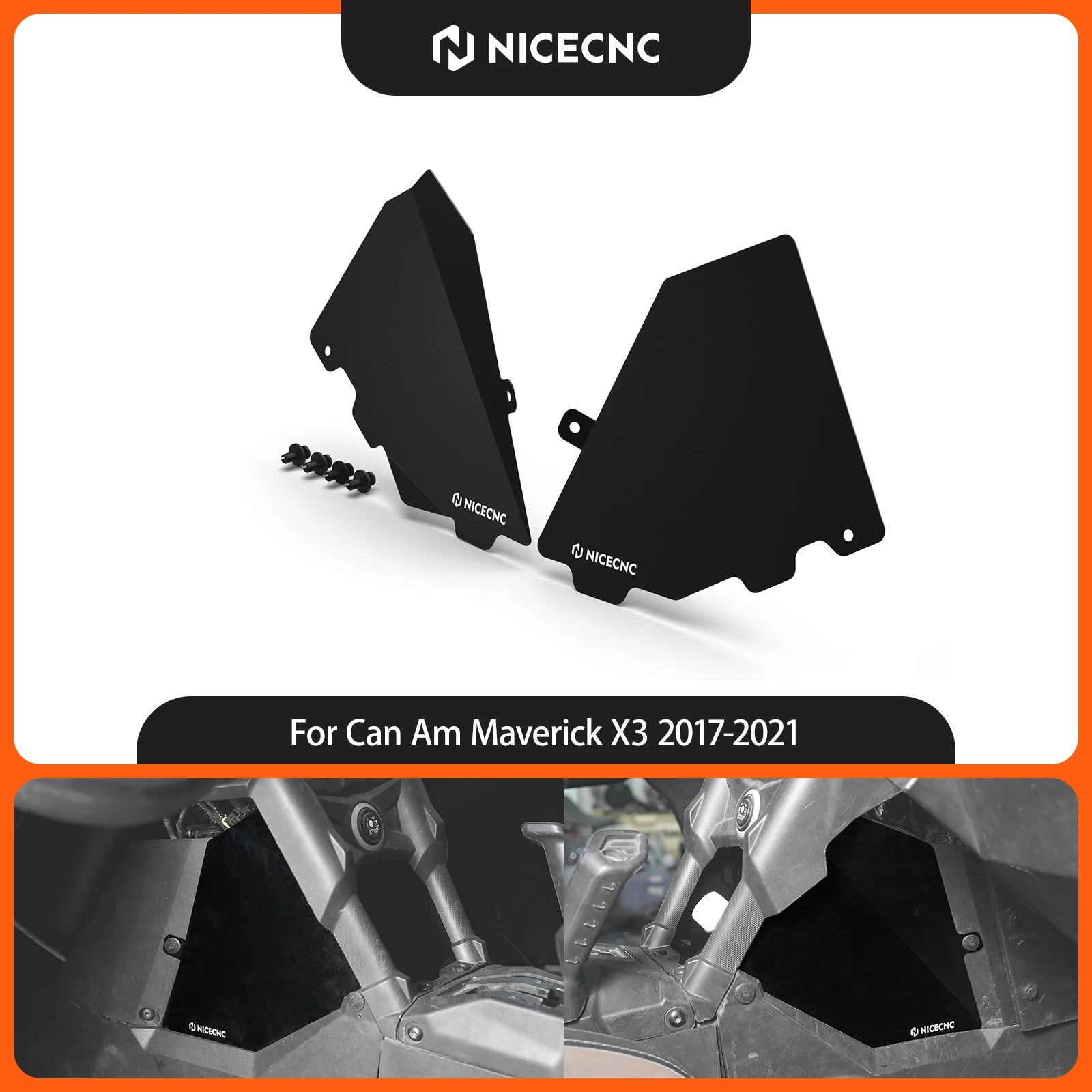 nicecnc-for-can-am-maverick-x3-max-r-turbo-dps-2017-2021-glove-box-panels-guard-protector-kit-aluminum-interior-utv-accessories