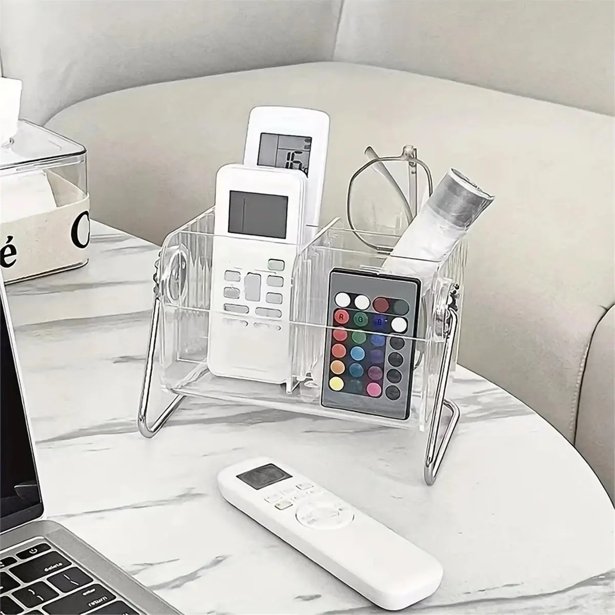 Oct Sale 1pc Remote Control Holder Organiser, 6 Slots Transparent Remote Control Holder Box, TV Air Conditioning Remote Control