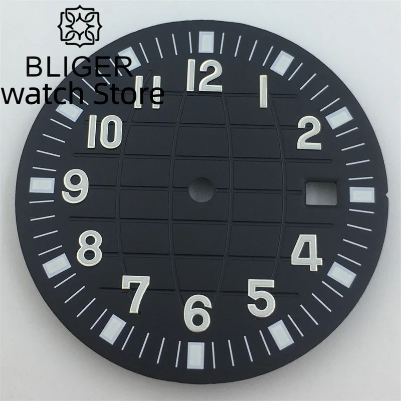 BLIGER 33mm wrist watch dial Date Window Black Blue Green Brown grey luminous dial with NH35 movement