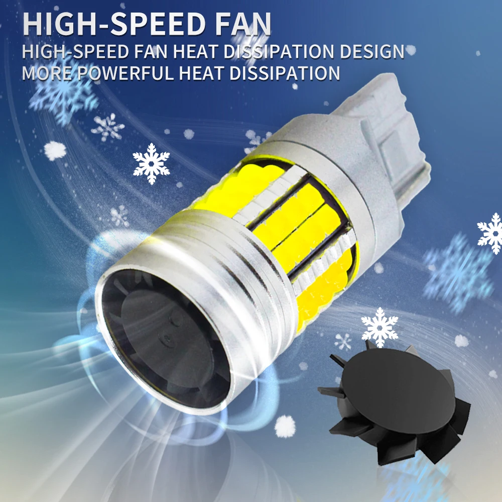 2PCS 1156 7440 T20 BA15S P21W 48smd Canbus 3030 LED Lights Bulbs With Cooling Fan For Car Turn Signal Reversing Brake Lights 12V