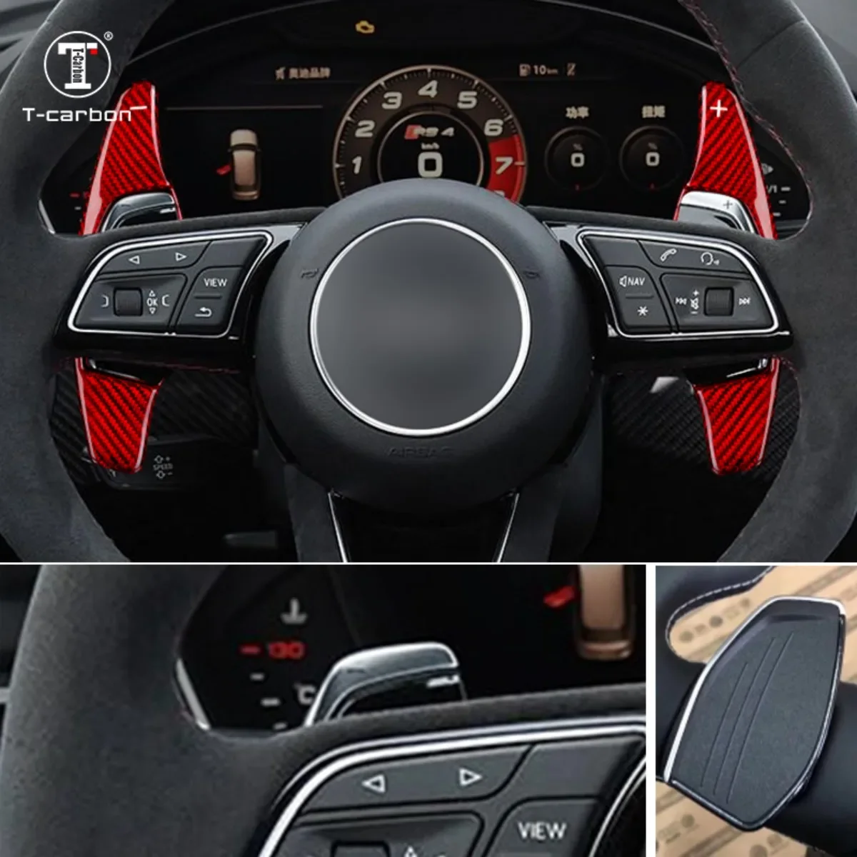 Carbon Fiber Paddle Shifter Extension For Audi R8 RS3 RS5 RS4 TT RS T-carbon Steering Wheel Shifting Paddle Car Accessories