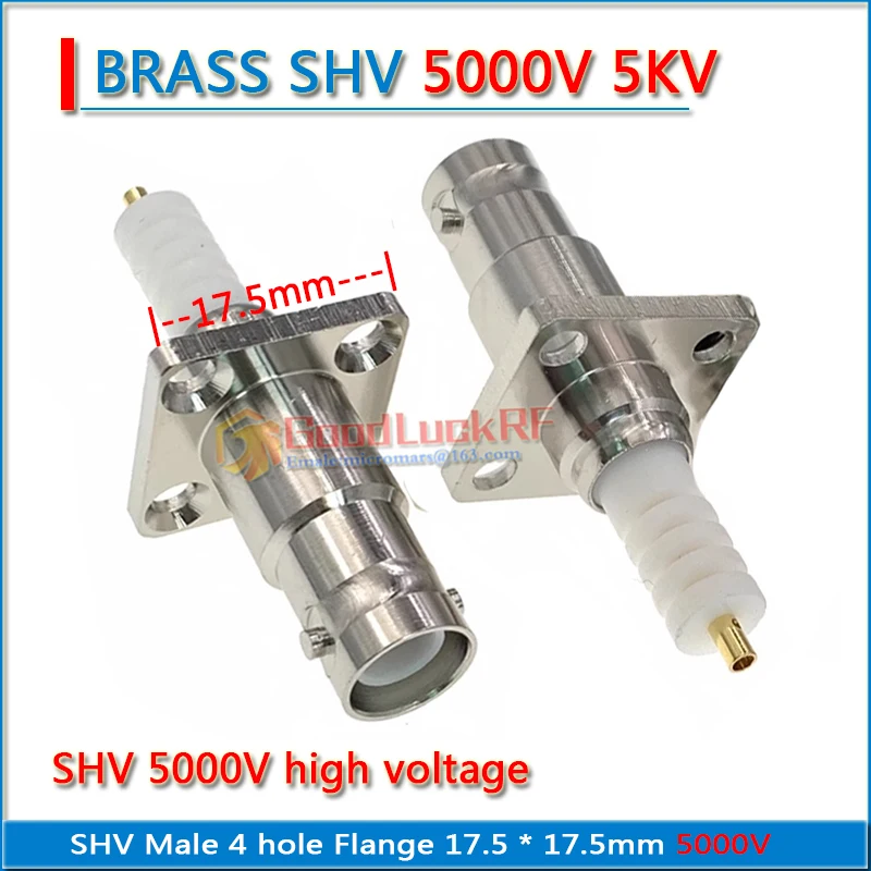 5KV 5000V SHV Male pin 4 hole Flange Panel 17.5 * 17.5 mm solder deck Mount High Voltage Power Q9 RP-BNC Female SHV-5000V