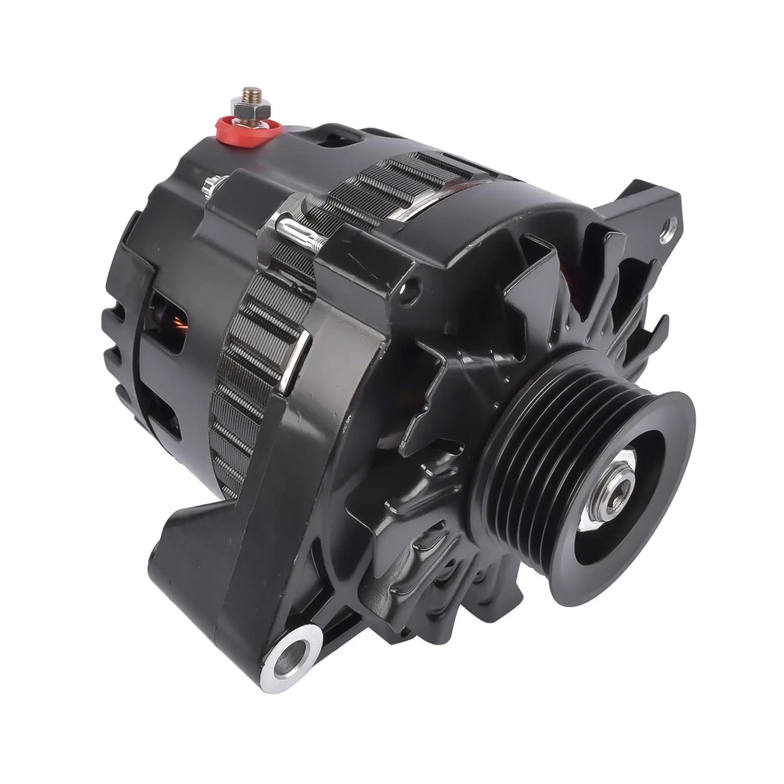 Black 160 AMP CS130 Alternator with Serpentine Pulley for GM Chevrolet sbc bbc ES1006BK