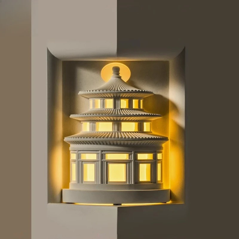 

Chinese plaster lamp embedded corner lamp Temple of Heaven ancient architectural designer embedded wall lamp decorative