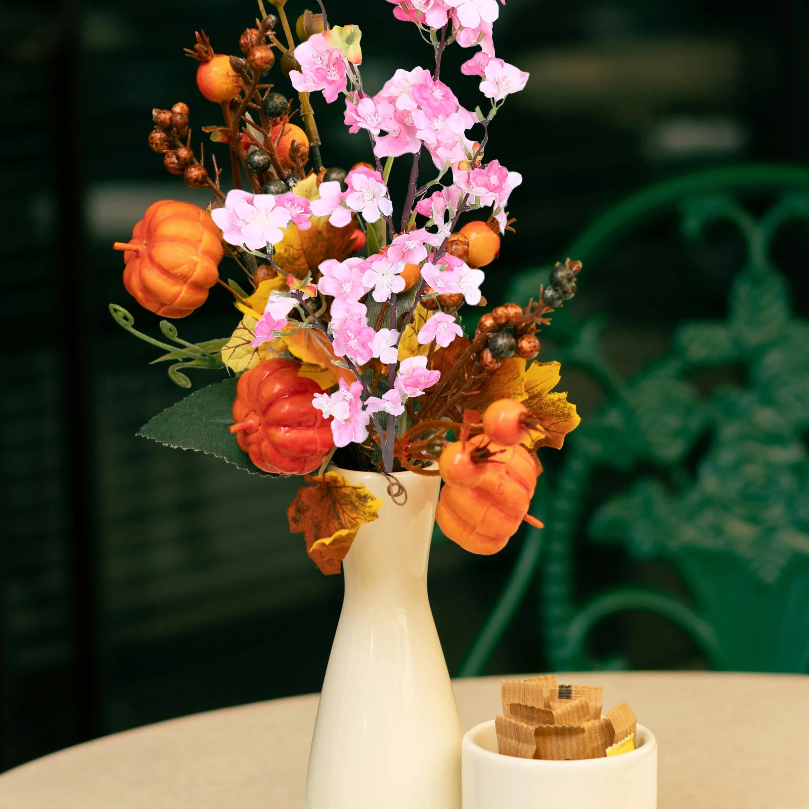 

Artificial Cherry Blossom Flowers Realistic Spring Peach Bouquet Fake Plants Arrangement Home Wedding Party Decor