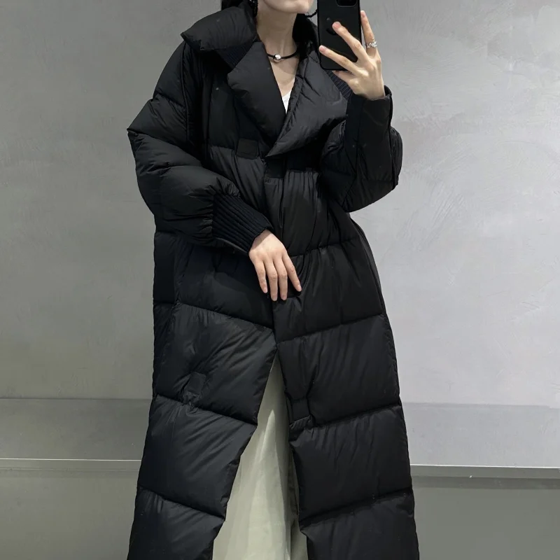 Doudoune matelassurera longue pour femme, manteau d'hiver épais, veste d'extérieur coupe-vent, parkas tendance, nouveau, 2024