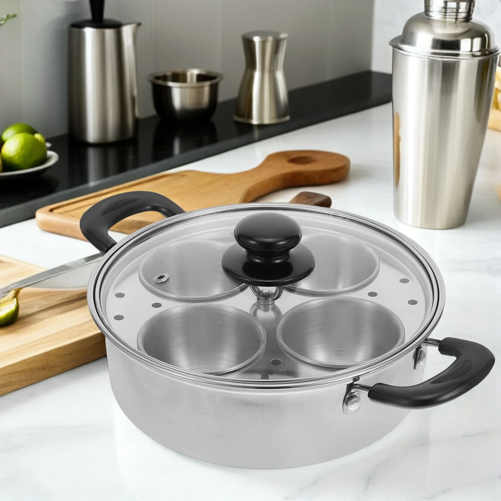 

Stainless Steel Egg Poacher With Detachable Cups Poached Egg Maker With Lid Handle Non Stick Stove Top Breakfast Brunch Cooking