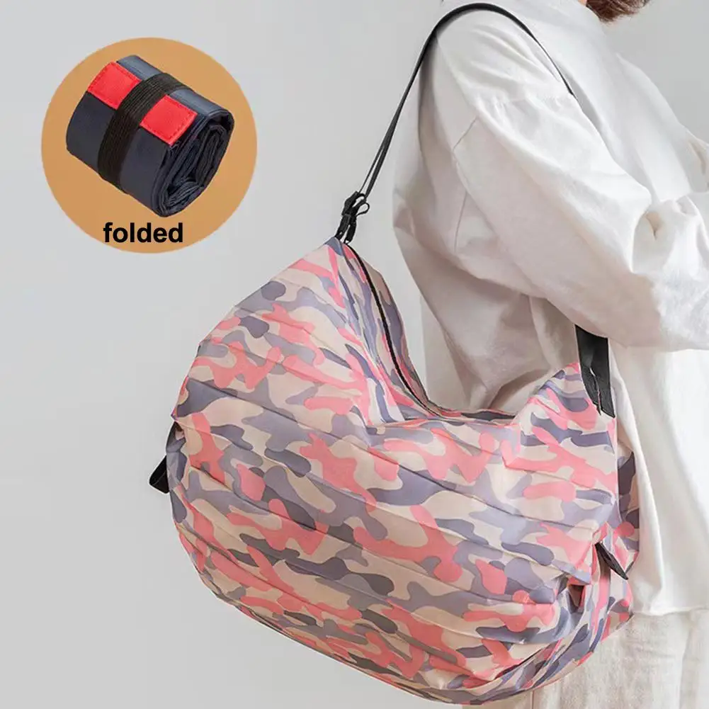 

Foldable Storage Bag Large Capacity Shopping Bags With Handle Portable Travel Camouflage Handbags Supermarket Shopping Roll Bag