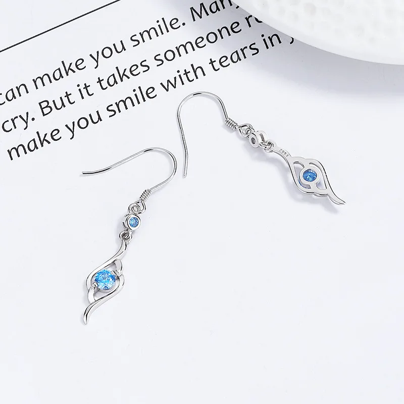 Korean 925 Sterling Silver Zircon Crystal Water Drop Dangle Earrings For Women Kids Wedding Party Jewelry Gift Female Pendientes