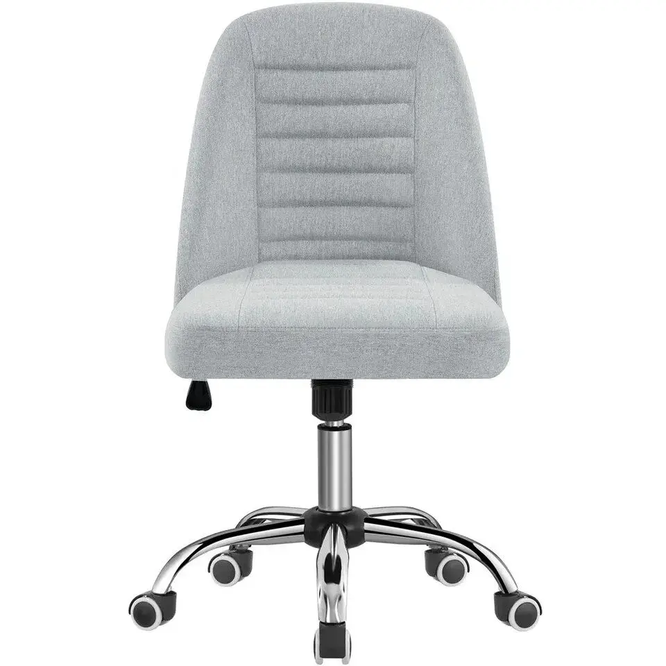 

Linen Fabric Mid Back Office Desk Chair with Metal Base Comfortable Chair