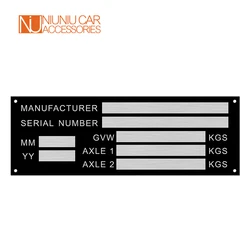 Blank or Engraved Aluminum Vehicle ID Tag Trailer Weight Plate Smart Car Box Boat Bike VIN Chassic RV Camper Parts