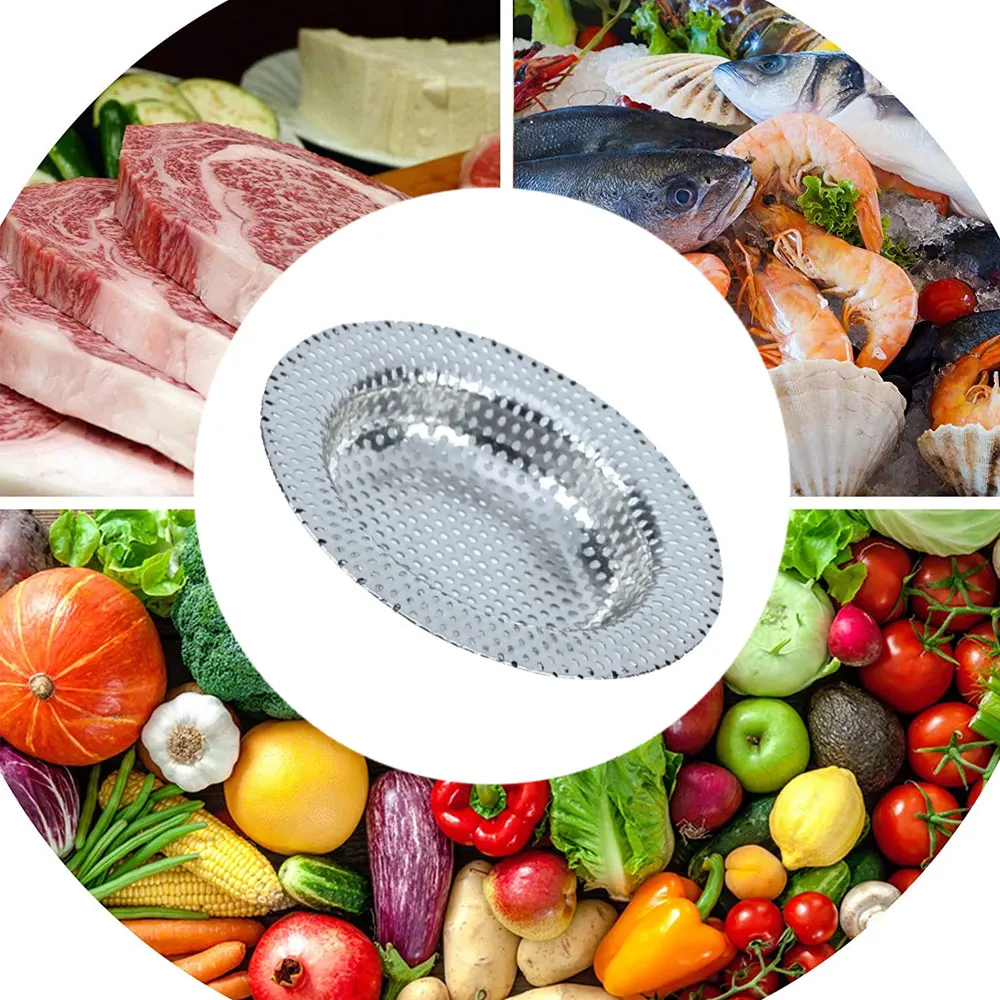 1Pc 11cm Kitchen Sink Strainer Drain Hole Filter Trap Sink Strainer Multifunctional Stainless Steel Bath Sink Drain Waste Screen