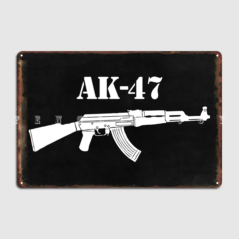 Ak47 Kalashnikov Rifle Poster Metal Plaque Plaques Wall Mural Club Bar Vintage Tin Sign Poster