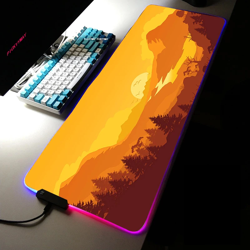 

Firewatch RGB Gaming Mouse Pad Large XXL Size Mouse Carpet Big Keyboard Pad Computer Mousepad Desk Play Mat With Backlit CSGO