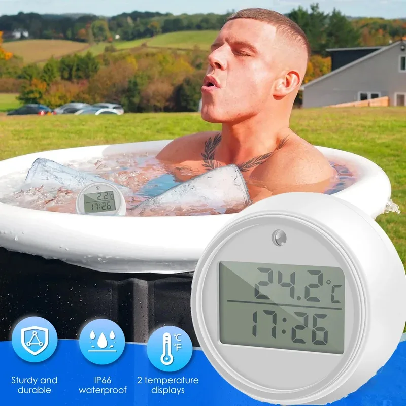 Floating Pool Thermometer Ice Swimming Bath Water Clear Digital LCD Temperature Monitor with Flashing Light LED for -31°F～150°F