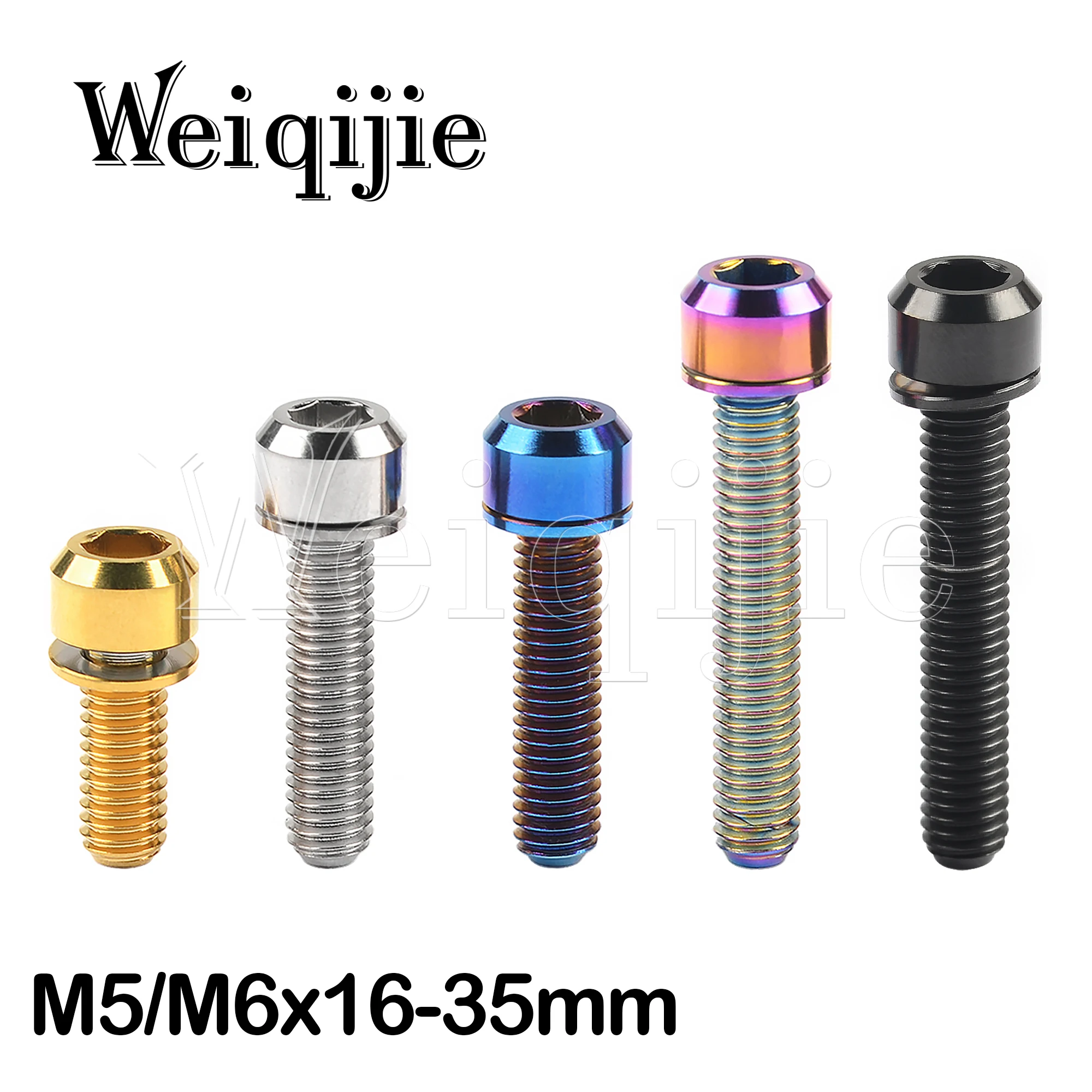 

Weiqijie Titanium M5/M6x16/18/20/25/30/35mm Bolts Socket Head Bolts With Washers For Mount Bicycle Screws Multiple Colors