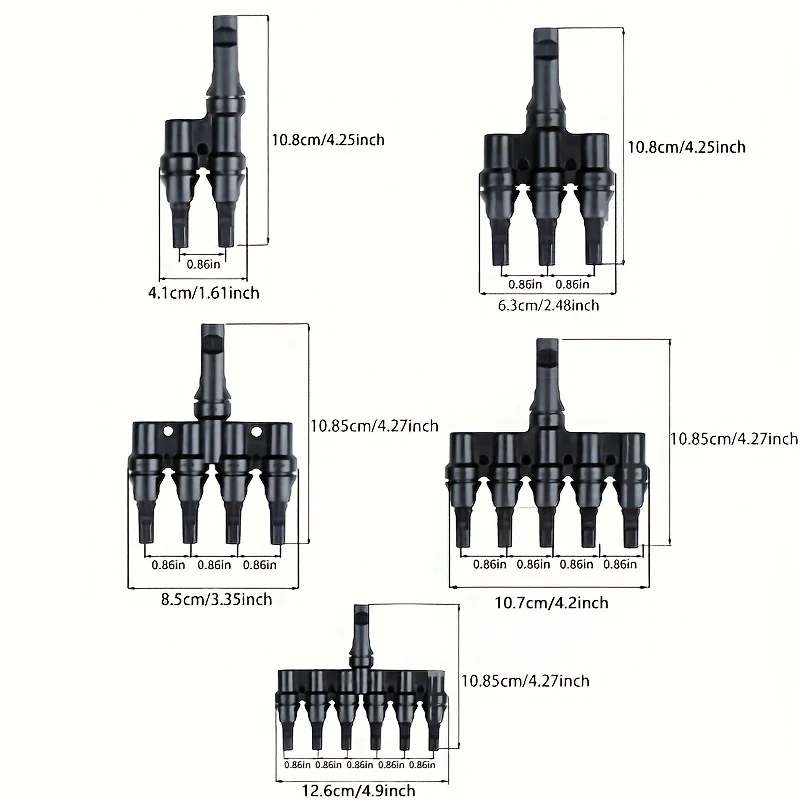 1 Pair T2/T3/T4/T5/T6 Male&Femal Branch PV Solar panel Cable Connectors 30A 1000V Electrical Photovoltaic Panel Wire Connector