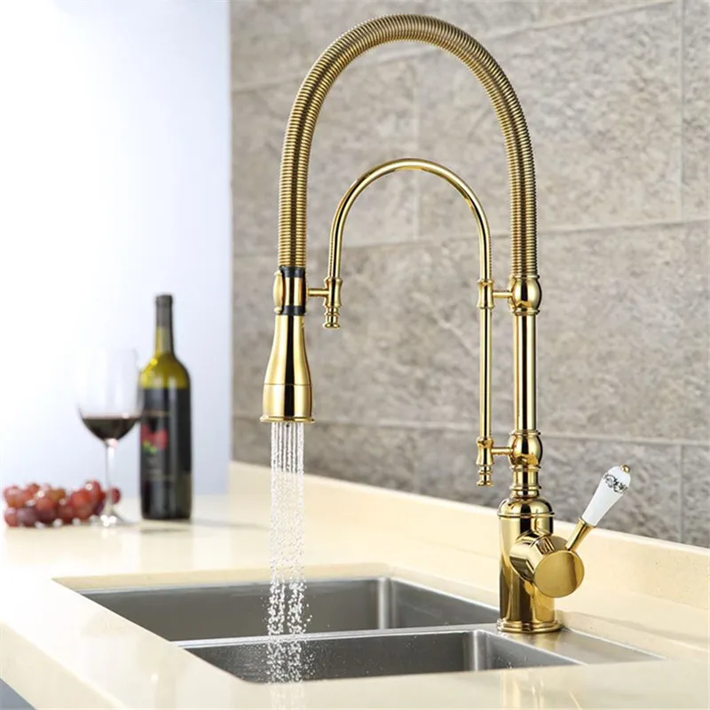 Kitchen Sink Mixer Faucets Brass Hot & Cold Vegetable Washing Basin Taps Single Handle Deck Mounted Rotating Chrome/Black/Gold