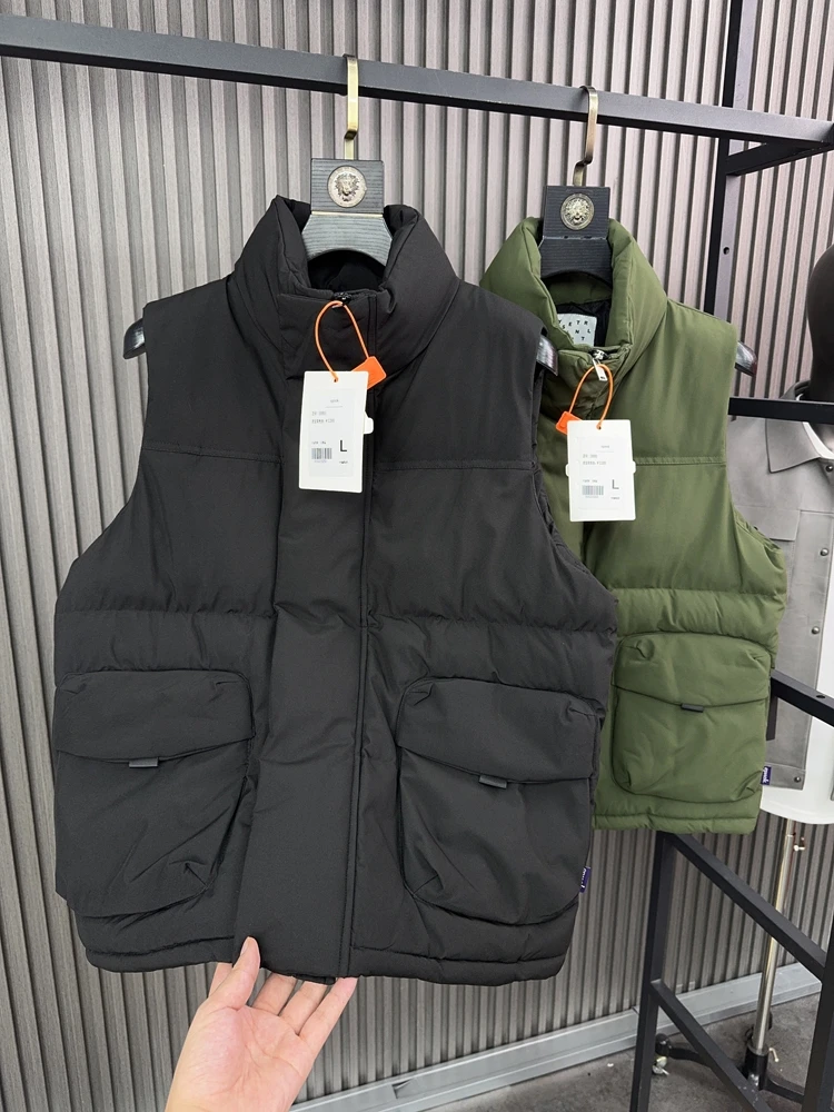 

Thiened Cotton Jaet Vest Men's Autumn Winter Stand Collar Functional Warm Casual down Cotton Vest Outerwear