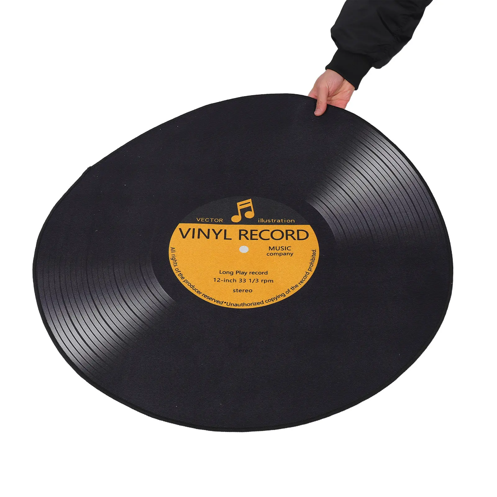 Retro Music Floor Mat Living Room Inspired Area Rug Album Rugs 80s Record Player Carpet Style Vinyl Disc Non-Slip