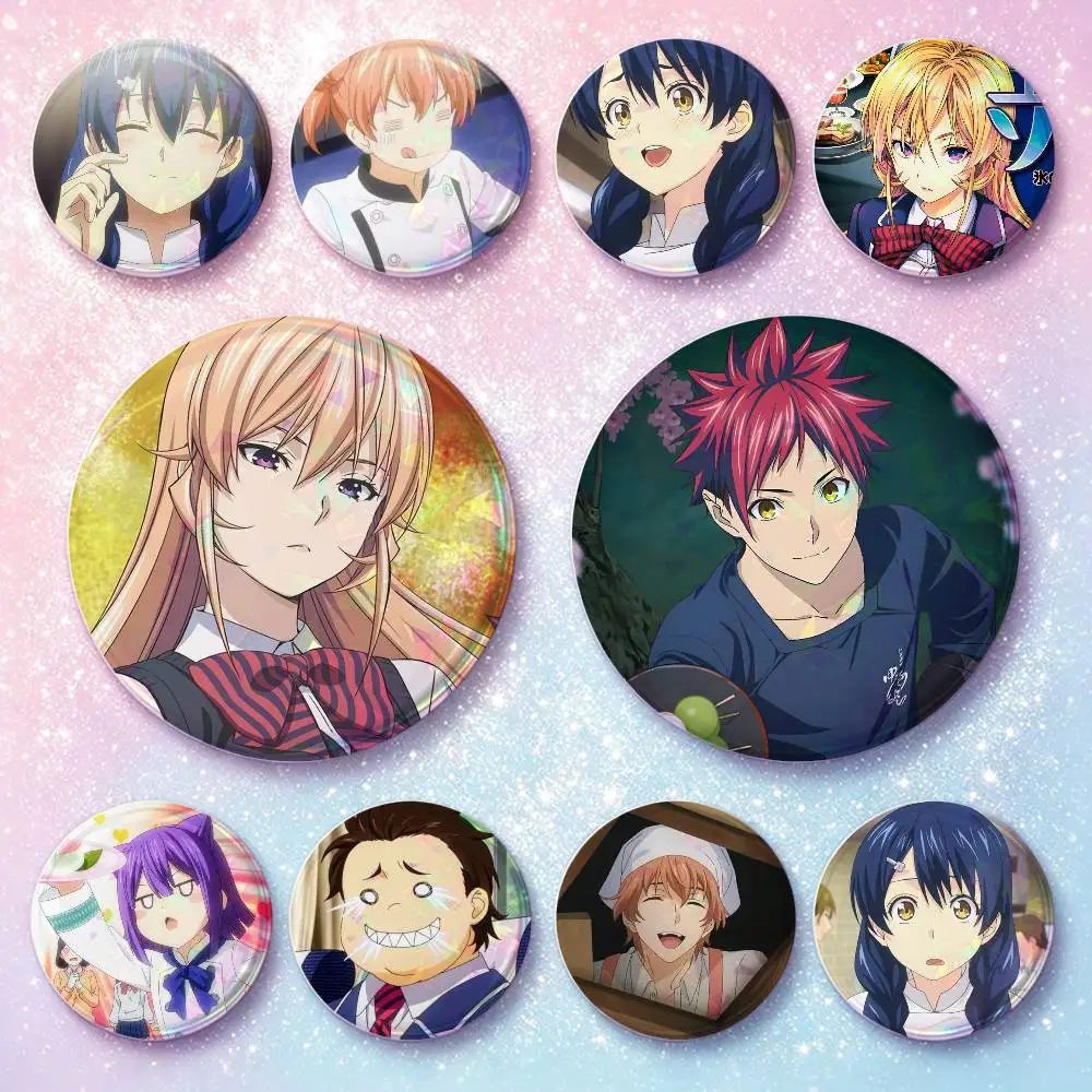 Shokugeki No Soma Anime Badges 25 32 44 58 75 Mm Round Cosplay Pin Bag Decor Fans Collect Friends Gifts Brooch Souvenir