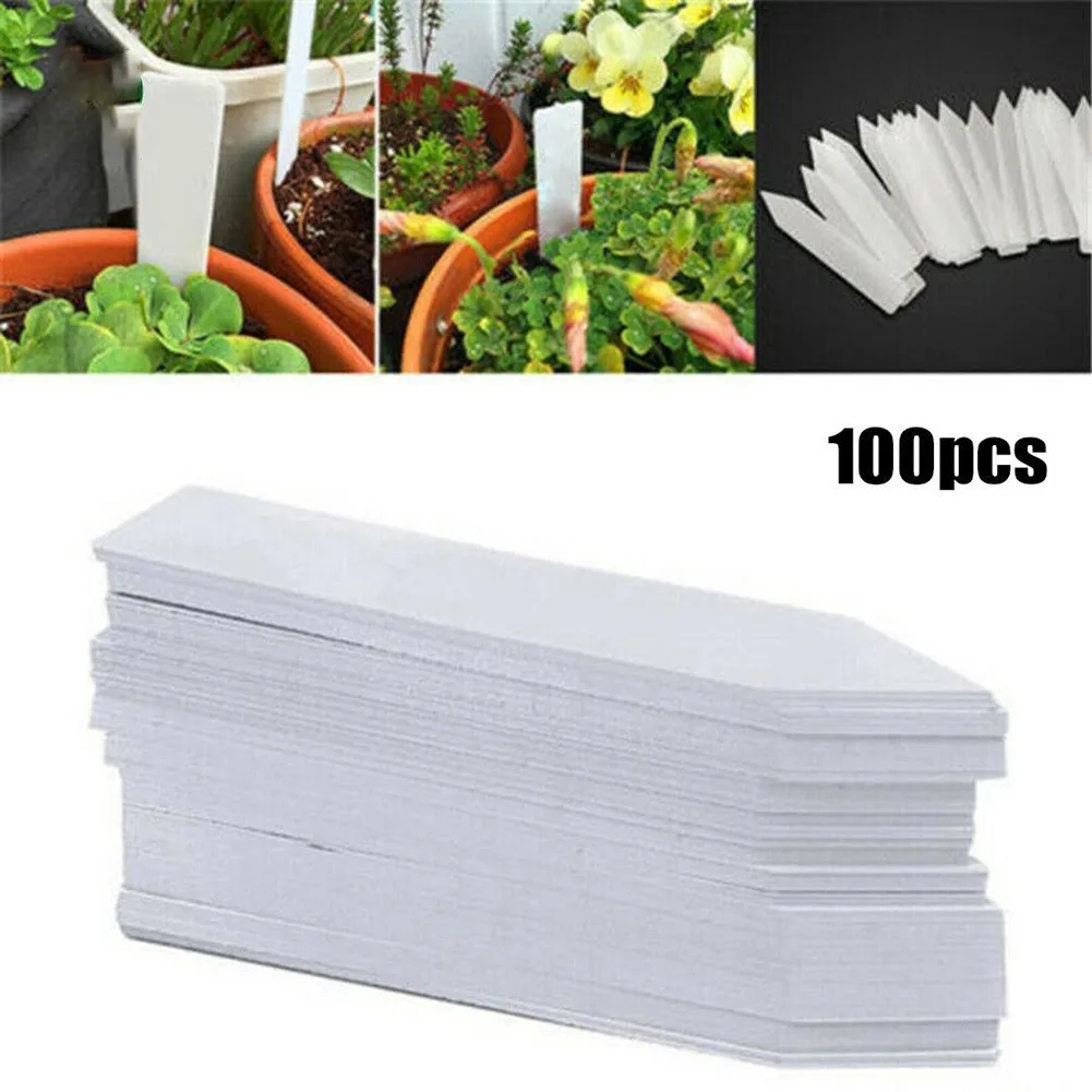 100 Plant Label 5*1cm Plastic Garden Labels Gardening Plant Sign Tags Plant Nursery Markers Label Tags Writing With Pencil