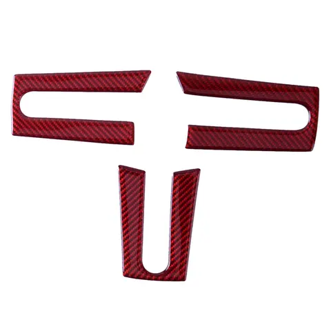 자동차 프론트 스티어링 휠 커버 트림 프레임, 포드 머스탱 2005 2006 2007 2008 2009 적합, 레드 탄소 섬유, 세트당 3 개