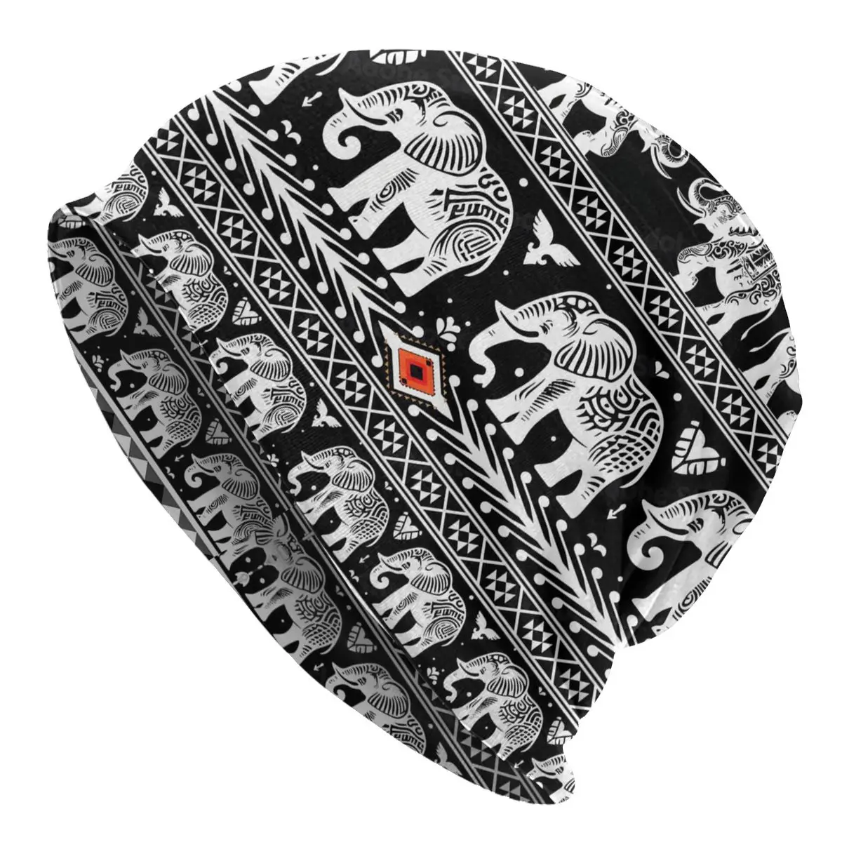 Elephant Pattern Thin Skullies Beanies Caps Retro Black Series Hat Sport Sports Bonnet Hats for Men Women