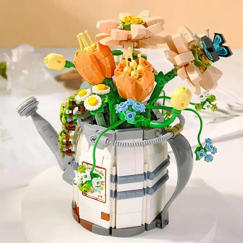 

LOZ Watering Pot Potted Flower Building Blocks Flower Potted Bonsai Bouquet DIY Brick Home Decoration Toys For Girls Gifts