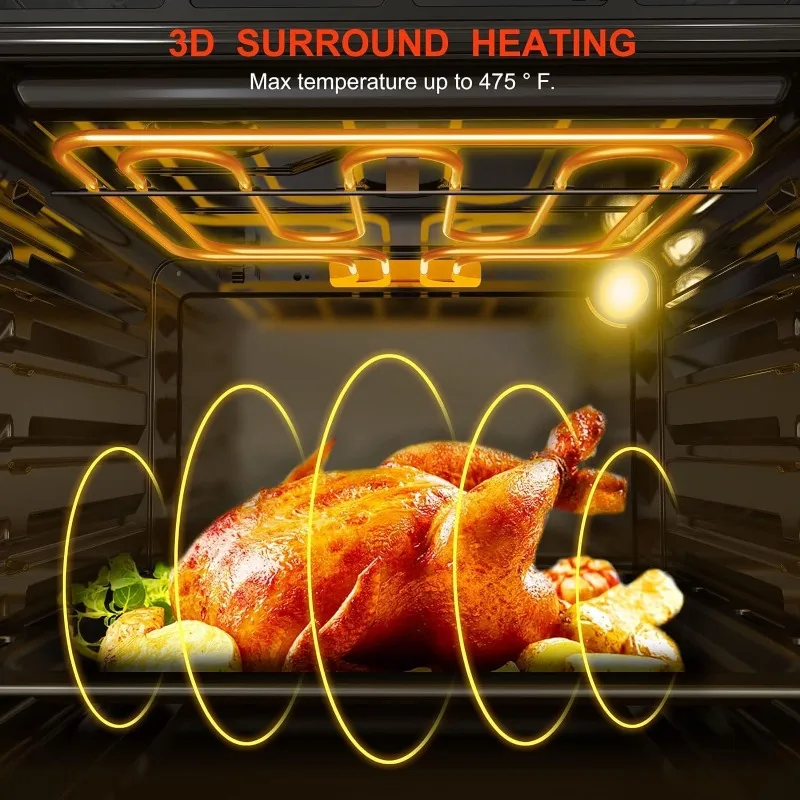 Horno de pared simple de 24", 2,3 pies cúbicos. Horno eléctrico de pared incorporado, 5 funciones de cocción, parrilla para hornear asado, control de perillas mecánicas