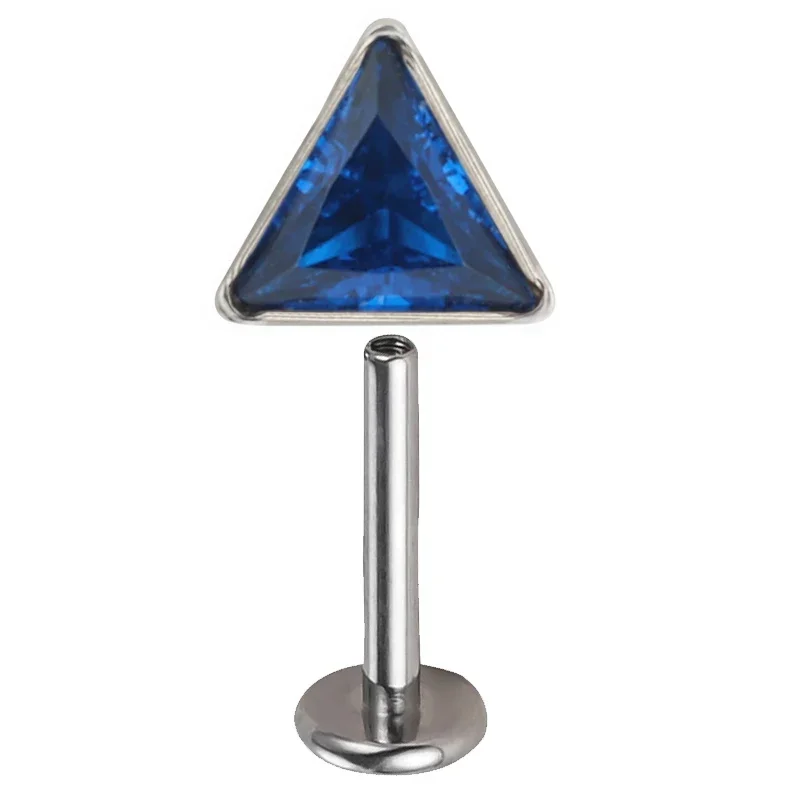 ASTM F136 Titanium Triangle Zirconia Labret Studs Earrings