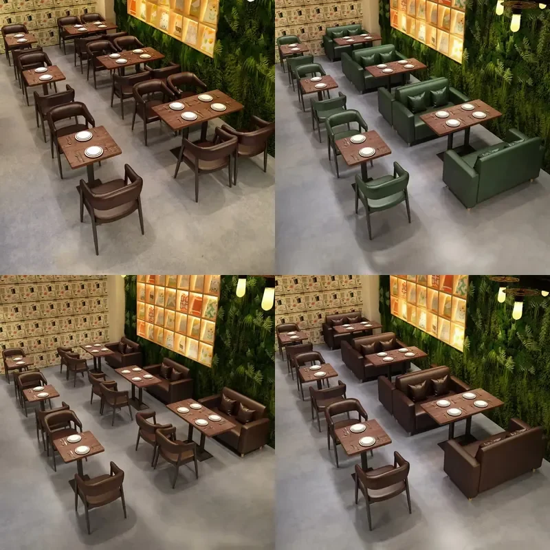 for Thai Coffee Shop Furniture Modern Style Space Saving Wooden Restaurant Fast Food Tea Table and Chair Set