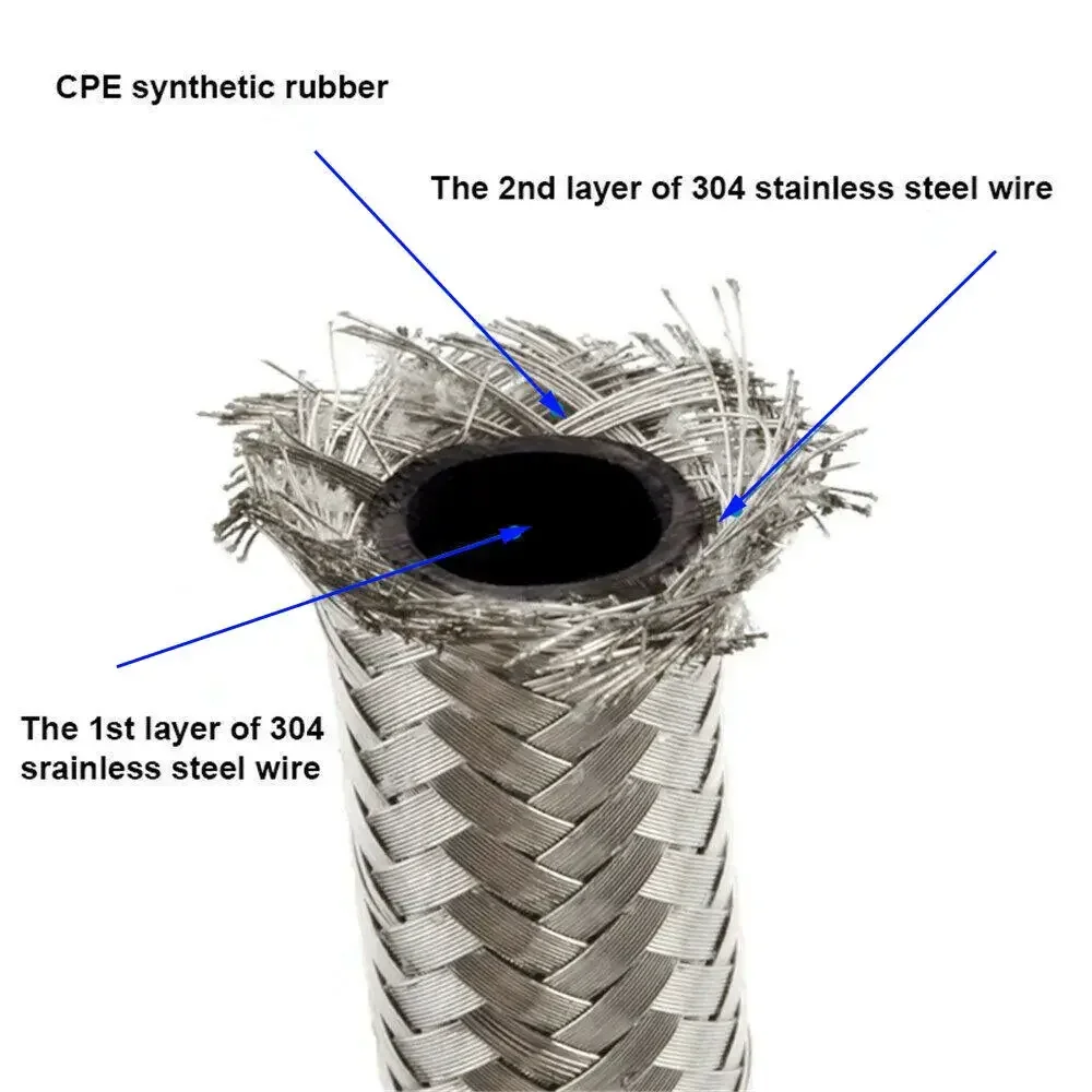 AN6 تركيب 20FT نايلون والفولاذ المقاوم للصدأ مضفر خرطوم وقود الزيت خط طقم فضي مع 10 قطعة تركيبات أحمر-أزرق لحقن الوقود