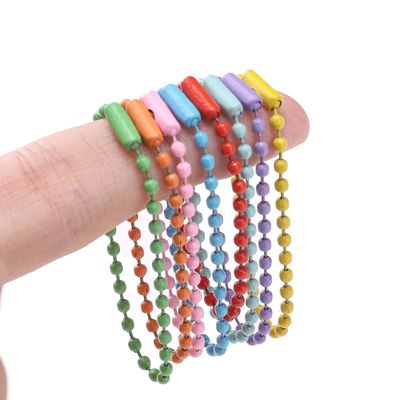 20-50pcs 10/12cm Iron Colorful Ball Bead Chain For Keyring Key Chain Dolls Label Hand Tag Connector DIY Jewelry Making Materials