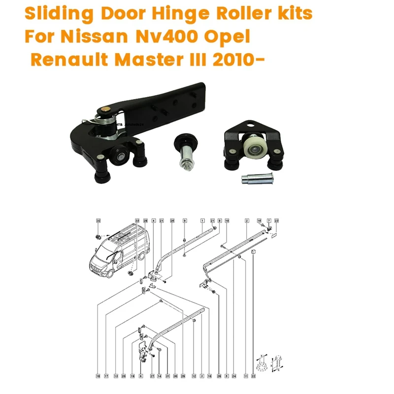 LHD Right Lower Sliding Door Roller Guide Kits For Nissan Nv400 Opel Renault 2010- 8200661119 745963412R 777946809R