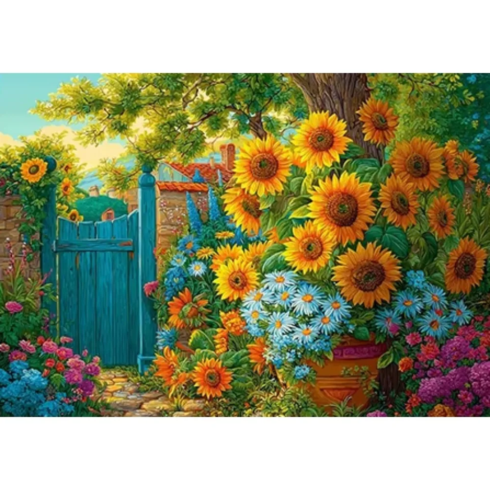 

Sunflower Garden Design Jigsaw Puzzle Suitable for Adults, Large Family Game Night, Brain Teaser, DIY Home Decor