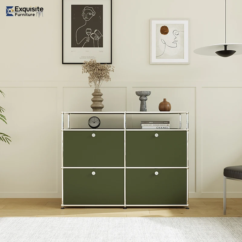 cabinet olive green module group TV Storage locker cabinet antique stainless steel sideboard cabinet indoor home furniture