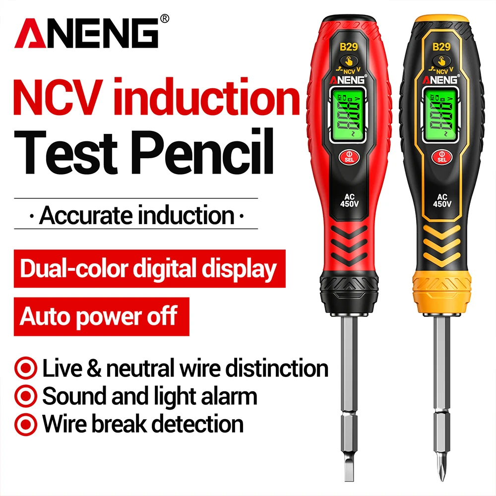 Voltage Tester Electric Test Pen NCV Screwdriver ANENG B29 30-1000V AC Detector Dual Backlight Buzzer Auto Off Insulated Tester