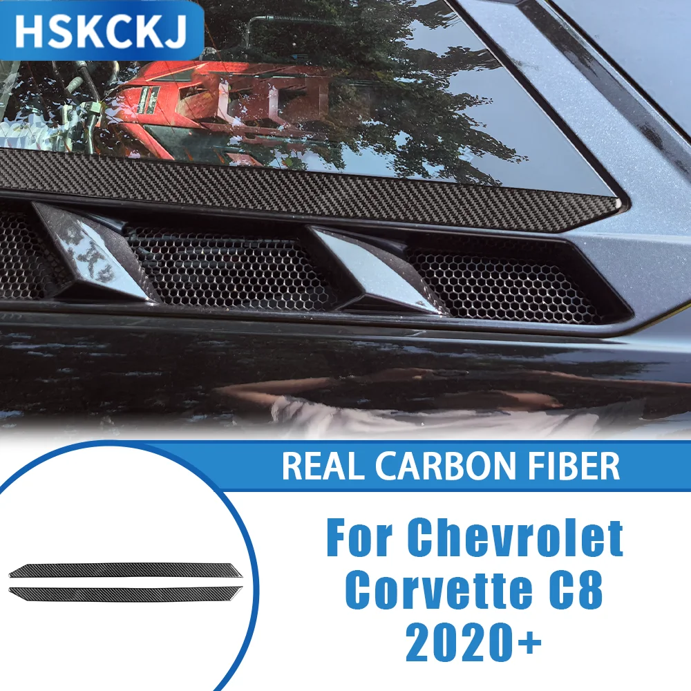 Car Accessories Carbon Fiber Interior Rear Windshield Decorative Strip Cover Trim Sticker For Chevrolet Corvette C8 2020—up